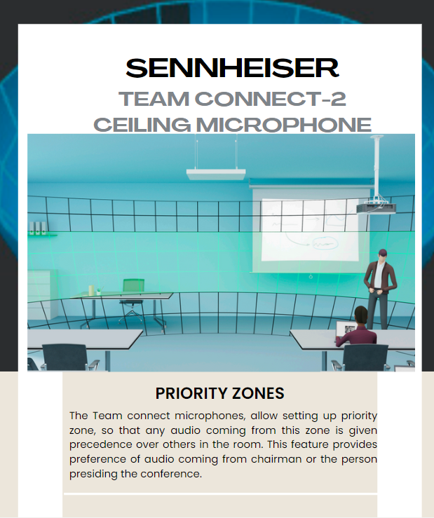 Sennheiser ceiling microphone priority zone