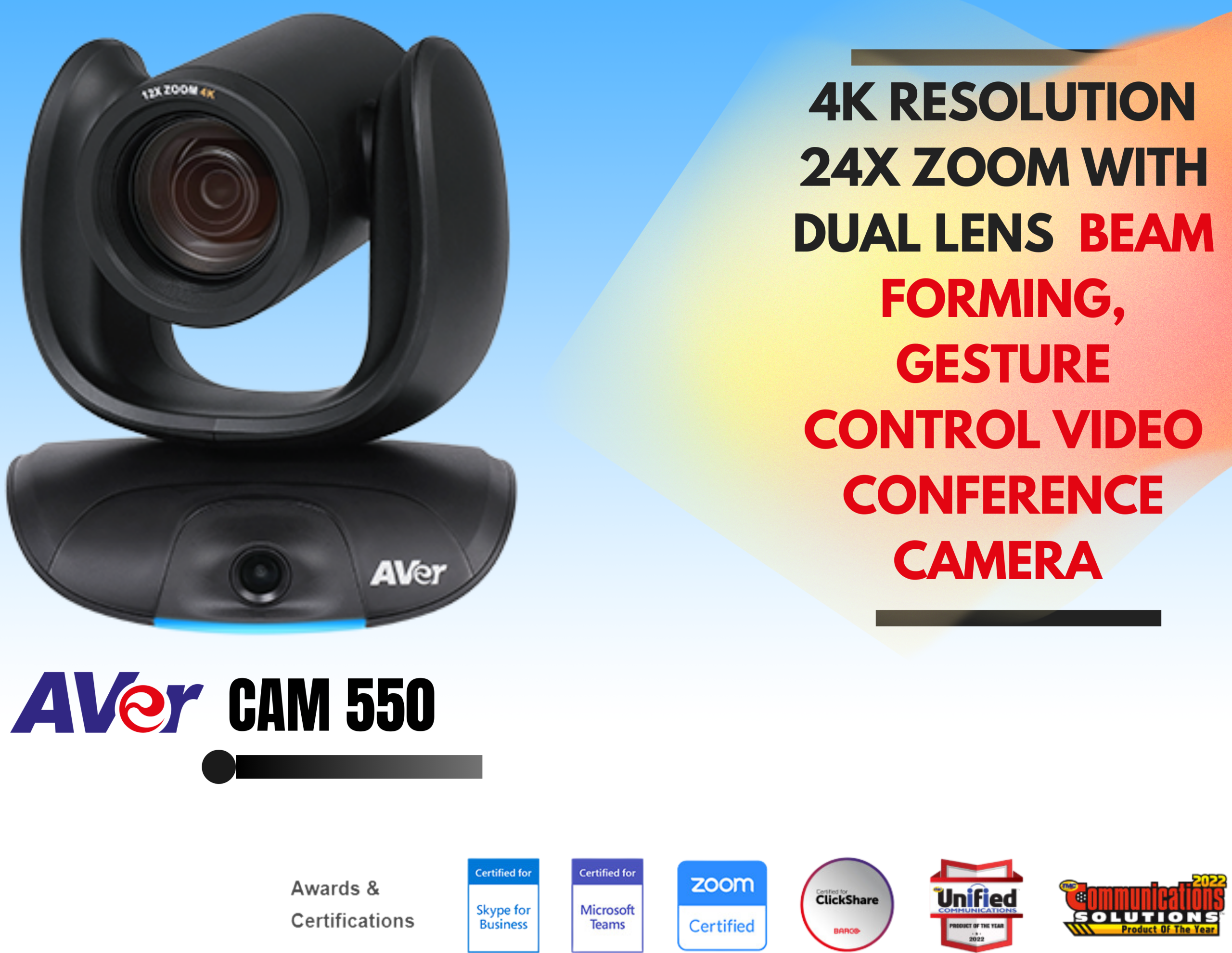 AVer 4K resolution dual lens video conference camera