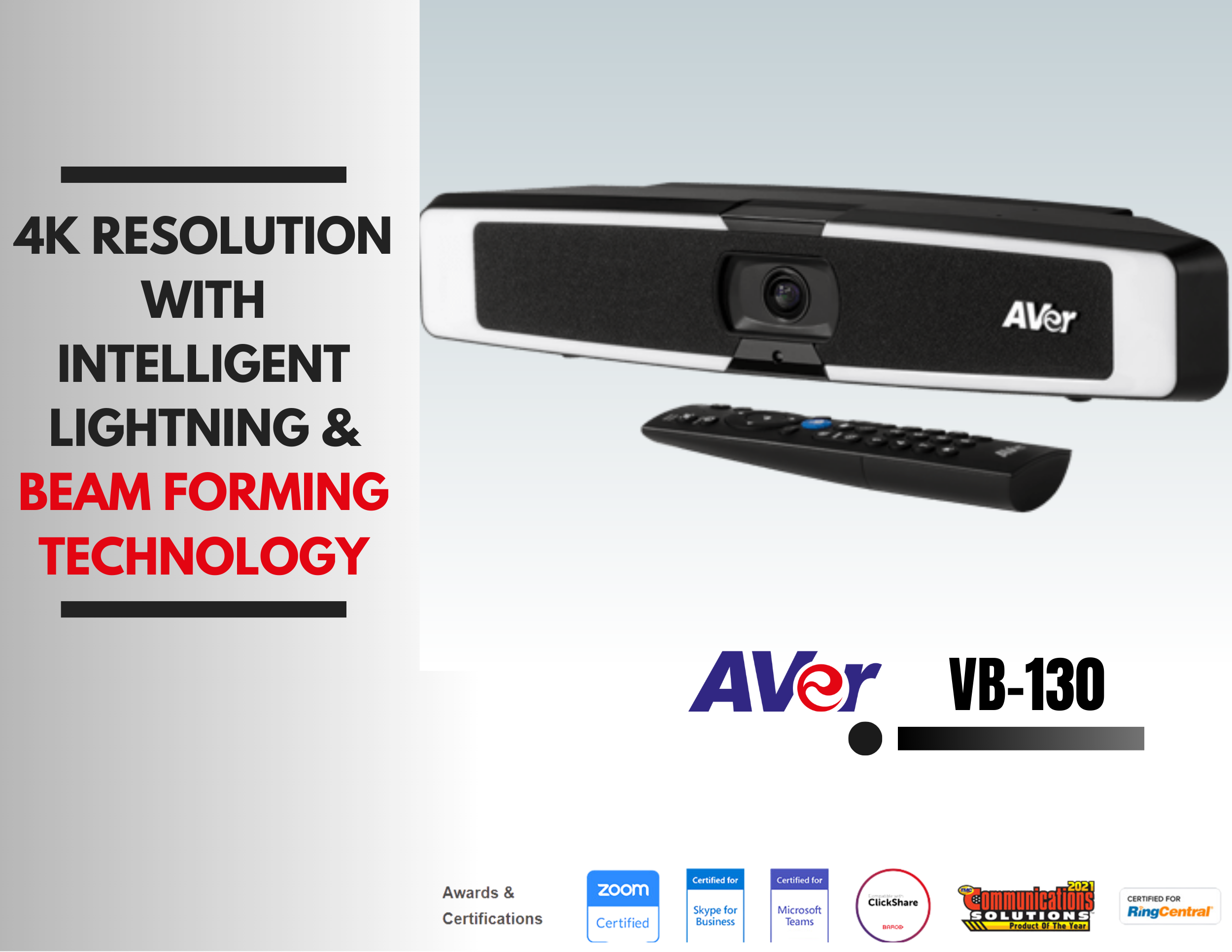 AVer 4K resolution, with intelligent lightning & beam forming video meeting system